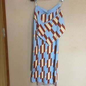 Knit Geometric Patterned Dress with off shoulder crop top